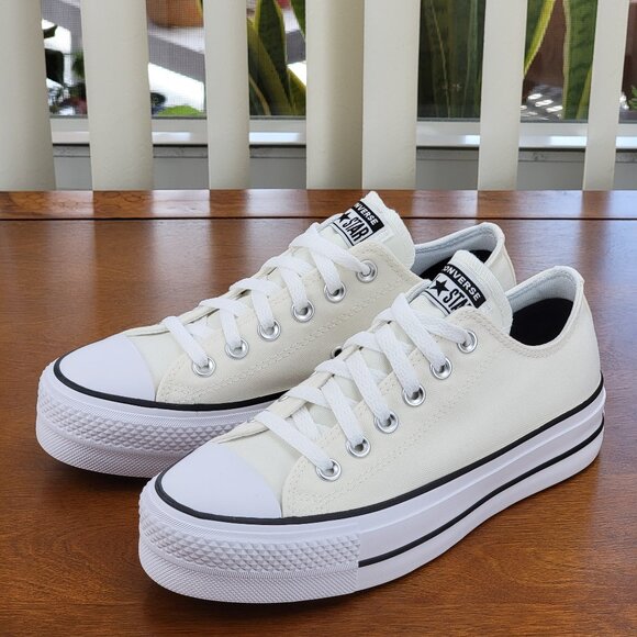 Converse Women's Chuck Taylor All Star Lift Ox Canvas A09992C Egret/White/Black - Picture 12 of 12